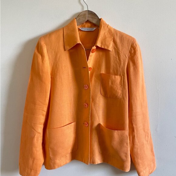 Vintage Washed Tangerine Irish Linen Blazer - Picture 4 of 7